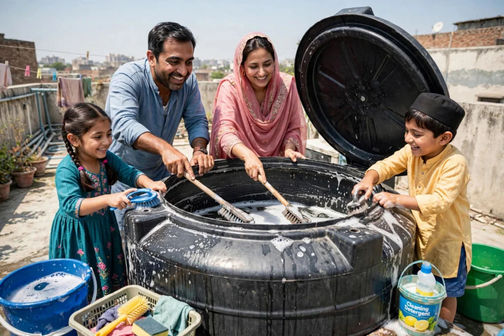 family water tank Cleaning It Together, the Right Way